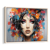 Girl Portrait Art Colorfull Framed Canvas Prints Wall Art Home Decor, Painting Canvas, Floating Frame