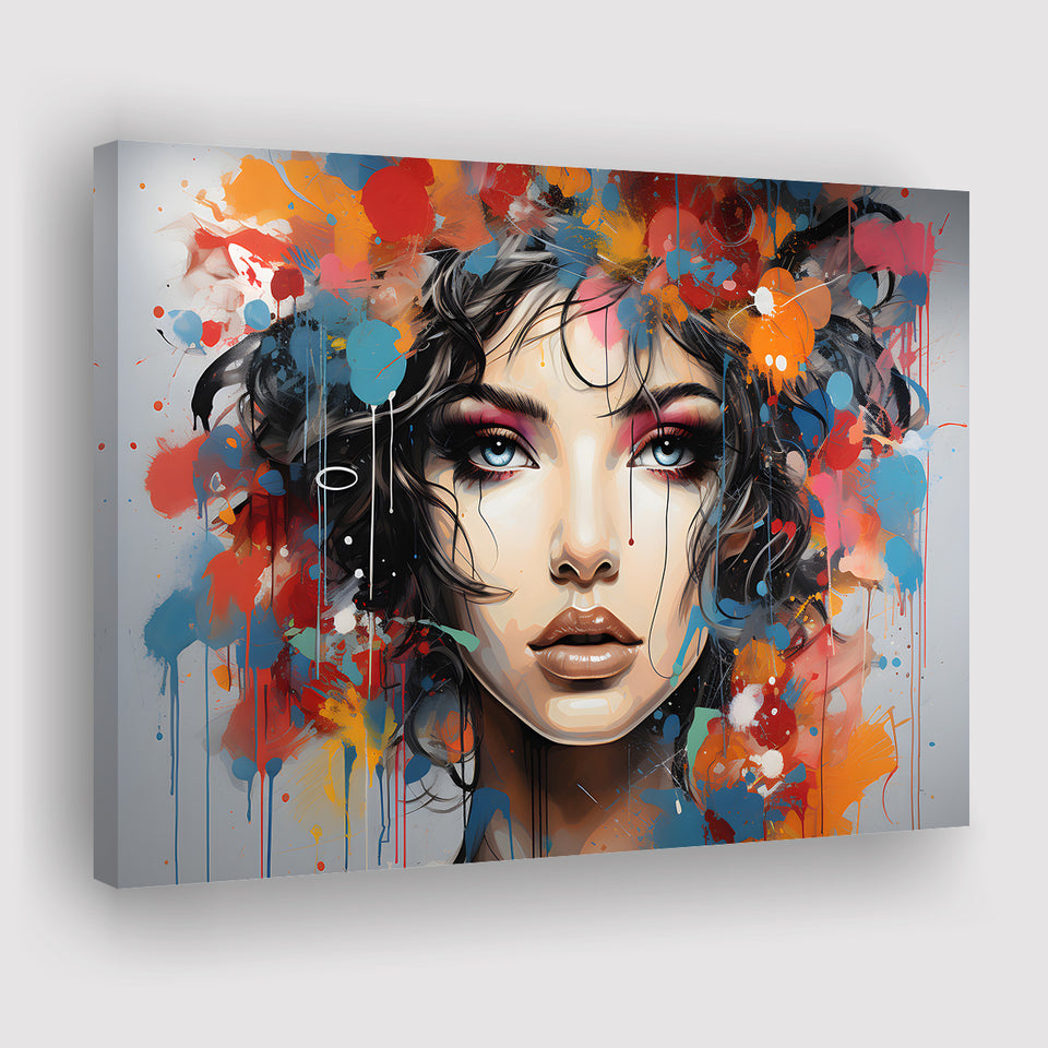 Girl Portrait Art Colorfull Canvas Prints Wall Art Home Decor, Painting Canvas, Living Room Wall Decor