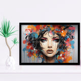 Girl Portrait Art Colorfull Framed Art Prints Wall Decor, Painting Art, Framed Picture