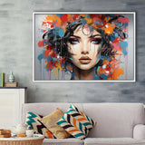 Girl Portrait Art Colorfull Framed Canvas Prints Wall Art Home Decor, Painting Canvas, Floating Frame
