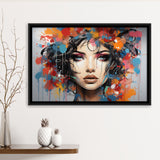 Girl Portrait Art Colorfull Framed Canvas Prints Wall Art Home Decor, Painting Canvas, Floating Frame