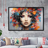 Girl Portrait Art Colorfull Framed Art Prints Wall Decor, Painting Art, Framed Picture