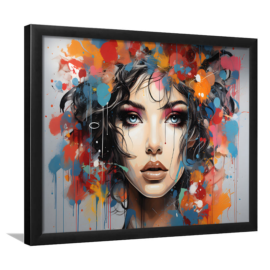 Girl Portrait Art Colorfull Framed Art Prints Wall Decor, Painting Art, Framed Picture