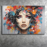Girl Portrait Art Colorfull Canvas Prints Wall Art Home Decor, Painting Canvas, Living Room Wall Decor