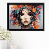 Girl Portrait Art Colorfull Framed Canvas Prints Wall Art Home Decor, Painting Canvas, Floating Frame