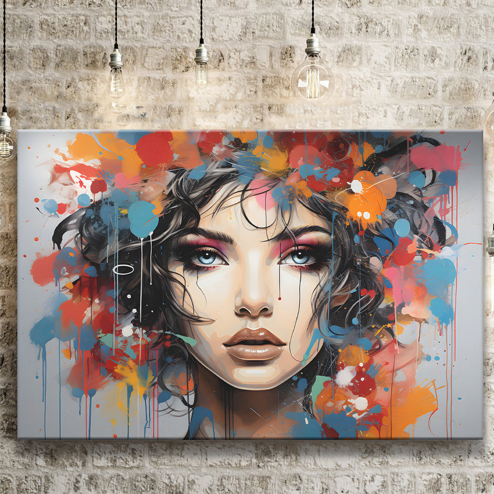 Girl Portrait Art Colorfull Canvas Prints Wall Art Home Decor, Painting Canvas, Living Room Wall Decor