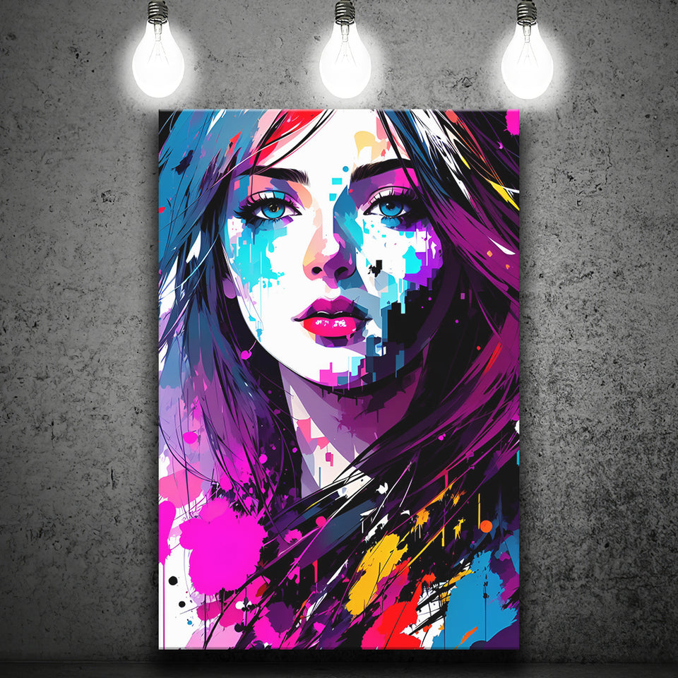 Girl Portrait Colorful Canvas Prints Wall Art Home Decor, Painting Canvas, Living Room Wall Decor