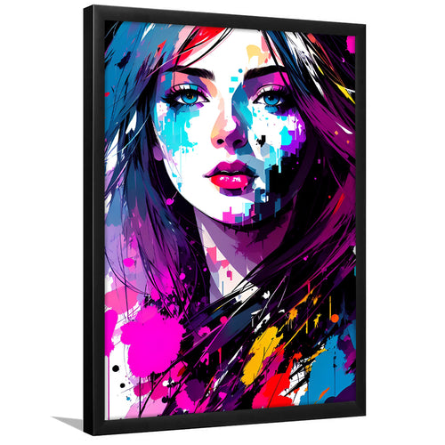 Girl Portrait Colorful Framed Art Prints Wall Decor, Painting Art, Framed Picture