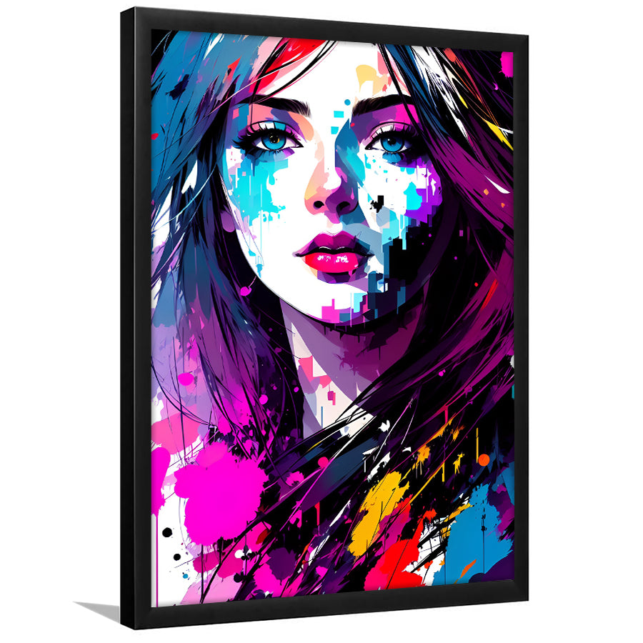 Girl Portrait Colorful Framed Art Prints Wall Decor, Painting Art, Framed Picture