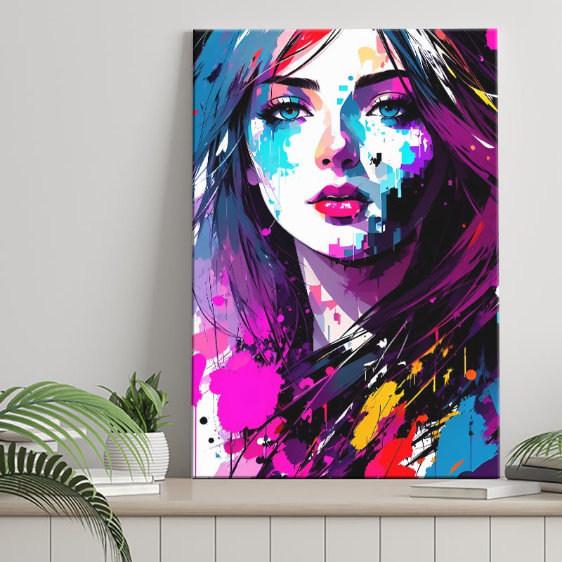 Girl Portrait Colorful Canvas Prints Wall Art Home Decor, Painting Canvas, Living Room Wall Decor