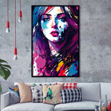 Girl Portrait Colorful Framed Art Prints Wall Decor, Painting Art, Framed Picture