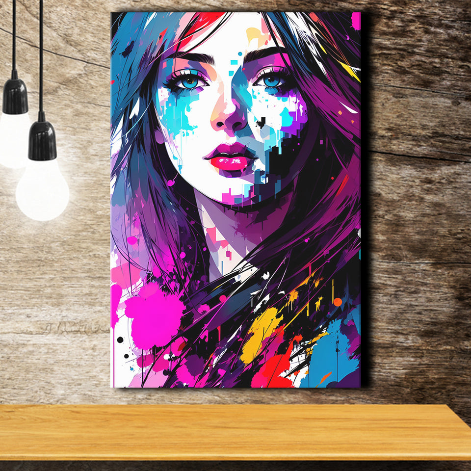 Girl Portrait Colorful Canvas Prints Wall Art Home Decor, Painting Canvas, Living Room Wall Decor