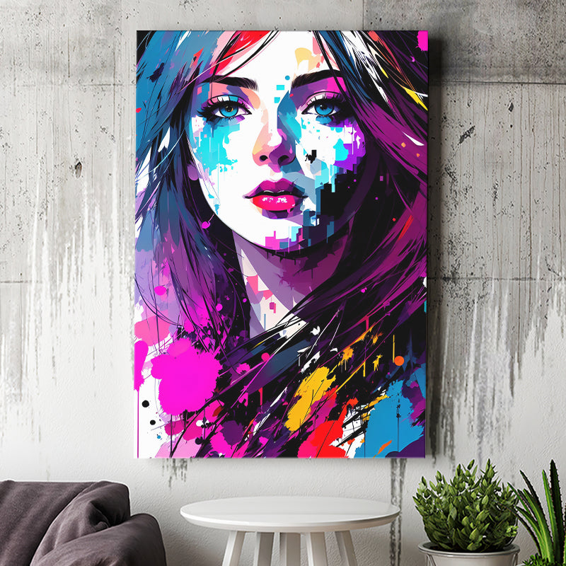 Girl Portrait Colorful Canvas Prints Wall Art Home Decor, Painting Canvas, Living Room Wall Decor