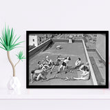 Girls Boxing Black And White Print, Vintage Rooftop Girls Boxing Framed Art Prints, Wall Art,Home Decor,Framed Picture