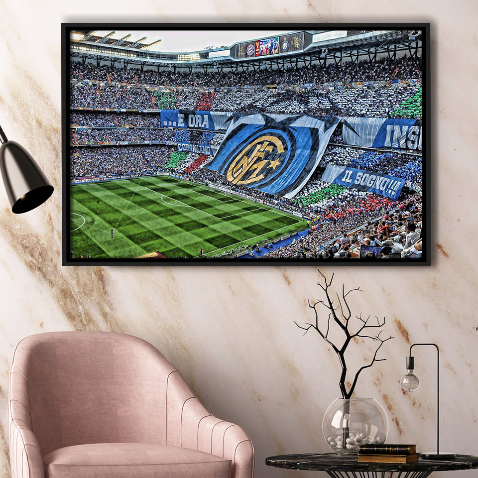 Giuseppe Meazza Stadium Framed Canvas Prints Inter Wall Art Football Stadium,Sport Stadium Art Prints, Fan Gift