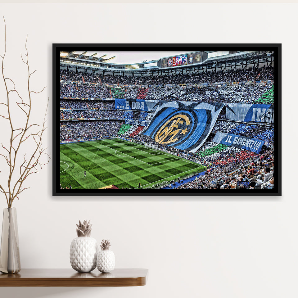 Giuseppe Meazza Stadium Framed Canvas Prints Inter Wall Art Football Stadium,Sport Stadium Art Prints, Fan Gift