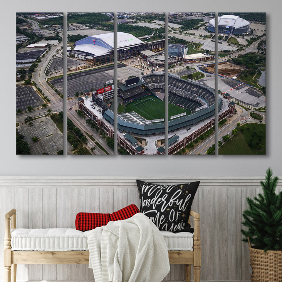 Globe Life Field Aerial View, Stadium Canvas, Sport Art, Gift for him, Multi Panels B, Canvas Prints Wall Art Decor