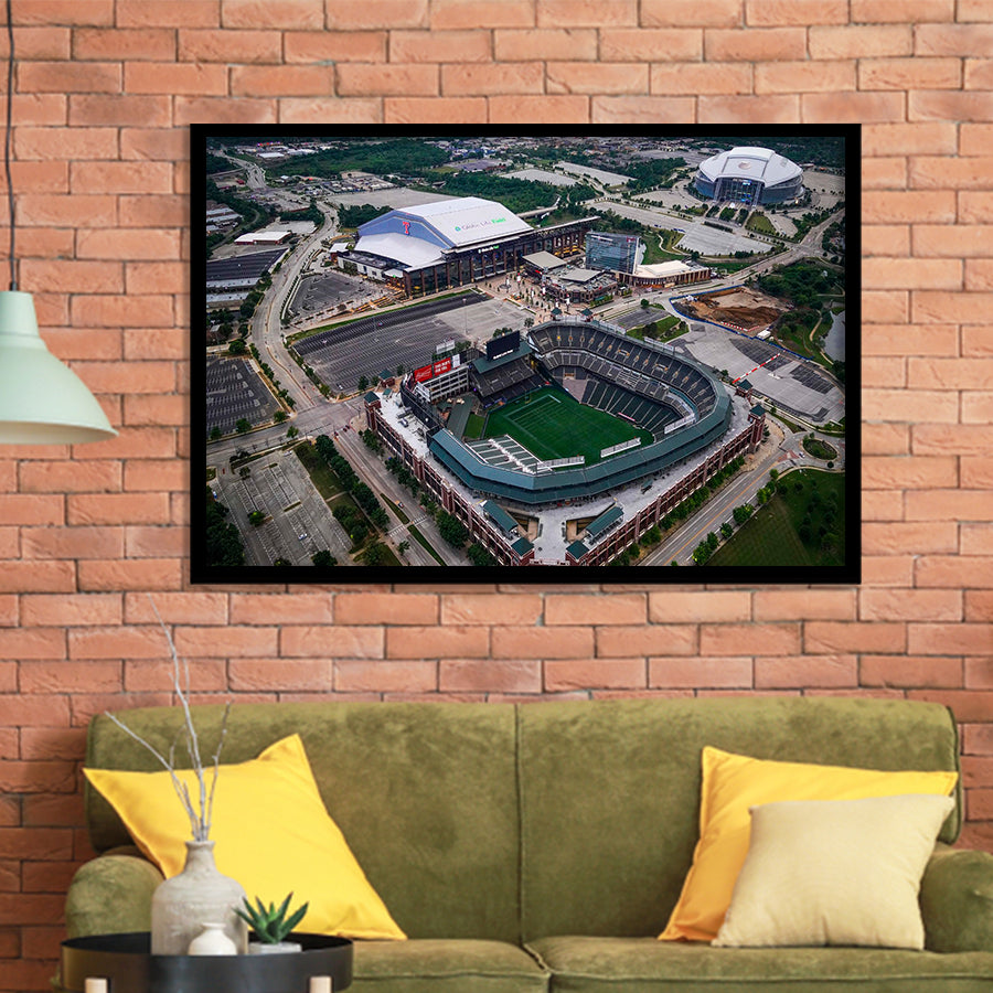 Globe Life Field Aerial View, Stadium Canvas, Sport Art, Gift for him, Framed Art Prints Wall Art Decor, Framed Picture