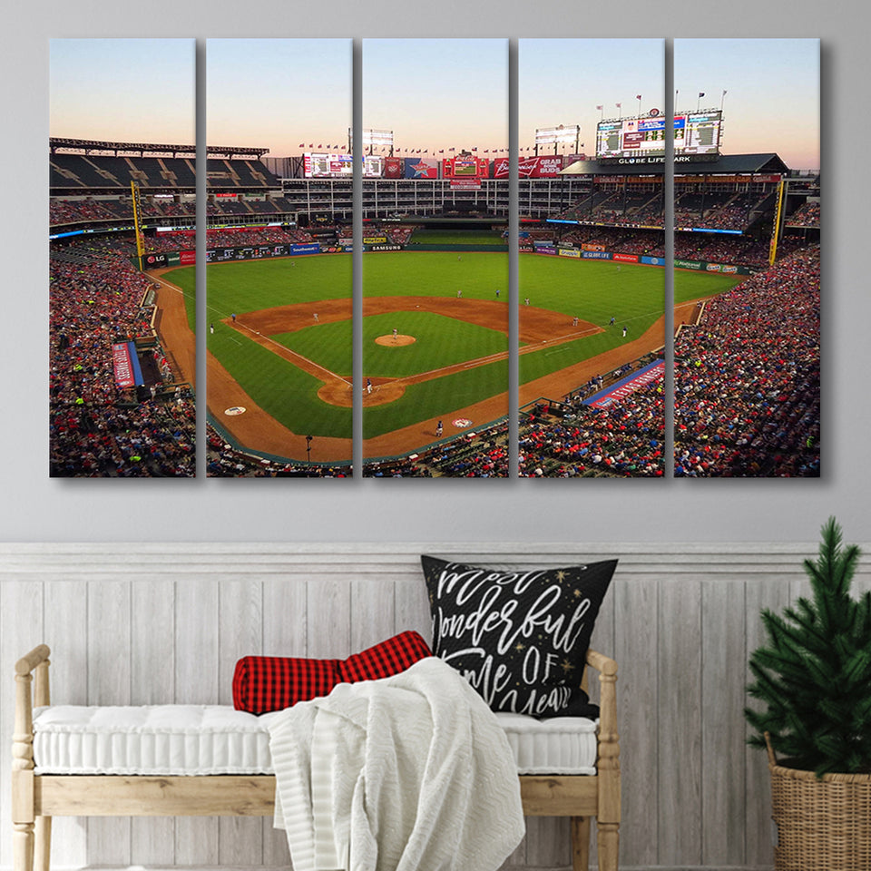 Globe Life Field Stadium Canvas Prints Texas Rangers Wall Art,Multi Panels B,Sport Stadium Art Prints, Fan Gift