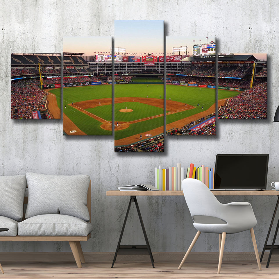 Globe Life Field Stadium Canvas Prints Texas Rangers Wall Art,Multi Panels,Sport Stadium Art Prints, Fan Gift