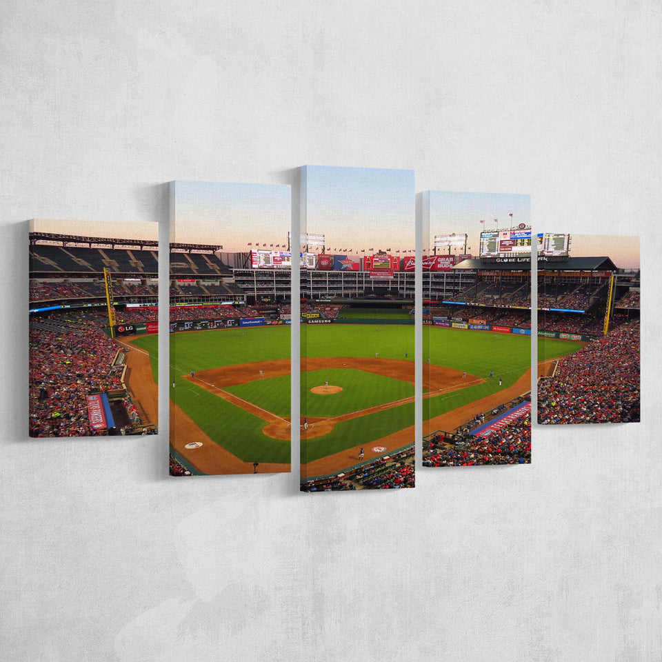 Globe Life Field Stadium Canvas Prints Texas Rangers Wall Art,Multi Panels,Sport Stadium Art Prints, Fan Gift