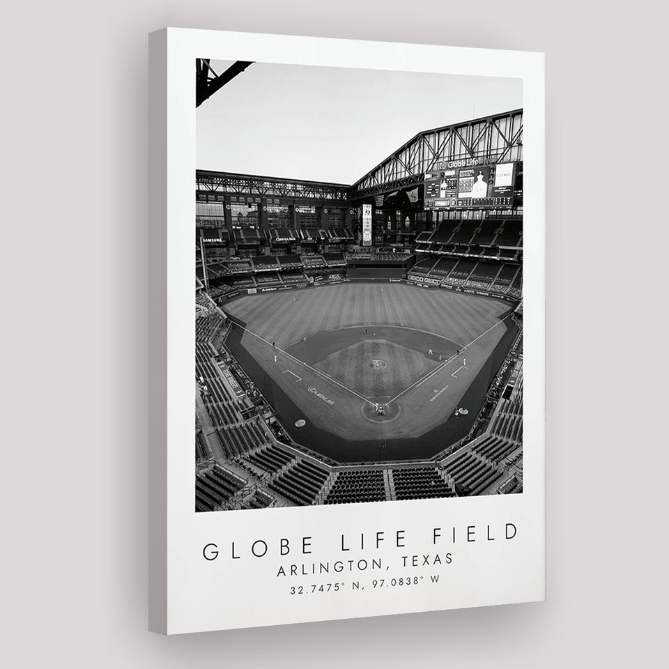 Globe Life Field Texas Rangers Baseball Lovers Black And White Art Canvas Prints Wall Art Home Decor