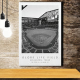 Globe Life Field Texas Rangers Baseball Lovers Black And White Art Canvas Prints Wall Art Home Decor