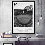 Globe Life Field Texas Rangers Baseball Lovers Black And White Art Framed Art Prints Wall Art Decor, Framed Picture