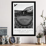 Globe Life Field Texas Rangers Baseball Lovers Black And White Art Framed Art Prints Wall Art Decor, Framed Picture