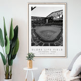 Globe Life Field Texas Rangers Baseball Lovers Black And White Art Framed Canvas Prints Wall Art Home Decor, Floating Frame