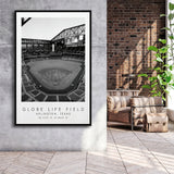 Globe Life Field Texas Rangers Baseball Lovers Black And White Art Framed Canvas Prints Wall Art Home Decor, Floating Frame
