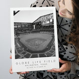 Globe Life Field Texas Rangers Baseball Lovers Black And White Art Canvas Prints Wall Art Home Decor