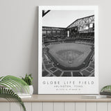Globe Life Field Texas Rangers Baseball Lovers Black And White Art Canvas Prints Wall Art Home Decor