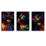Glowing Woman Colorfull Canvas Set of 3 Piece Canvas Prints Wall Art Decor