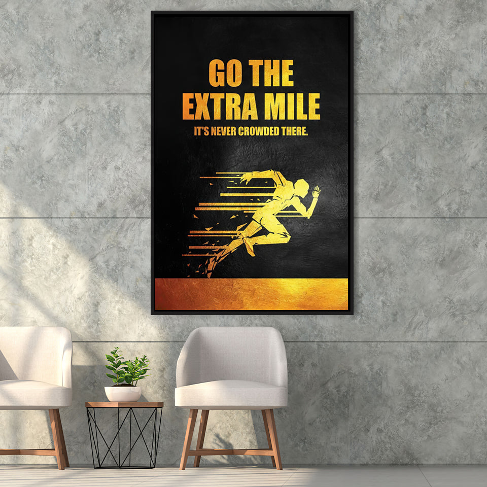 Go The Extra Mile Never Crowded Framed Canvas Prints Wall Art - Painting Canvas, Wall Decor, Floating Frame