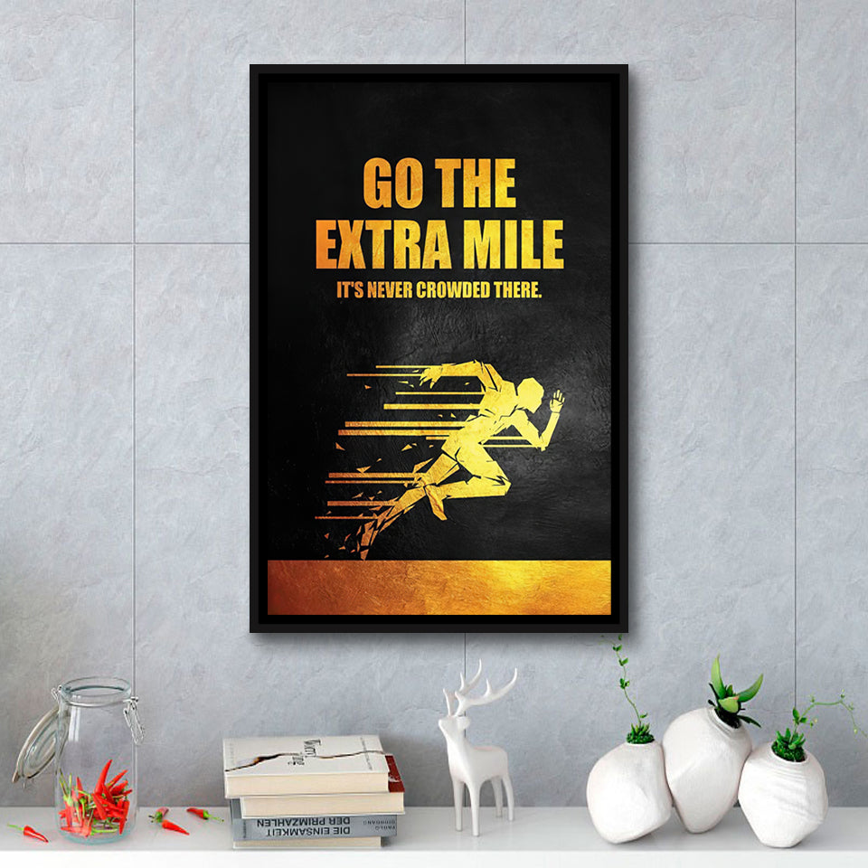 Go The Extra Mile Never Crowded Framed Canvas Prints Wall Art - Painting Canvas, Wall Decor, Floating Frame