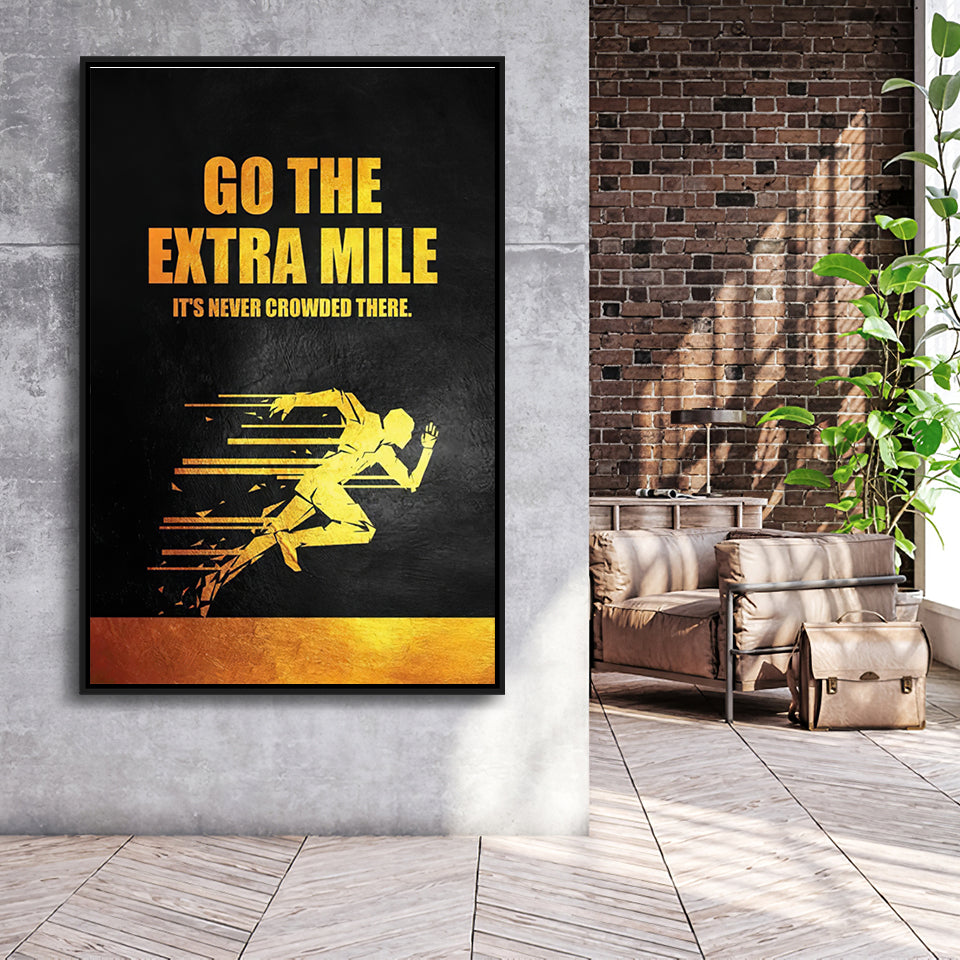 Go The Extra Mile Never Crowded Framed Canvas Prints Wall Art - Painting Canvas, Wall Decor, Floating Frame