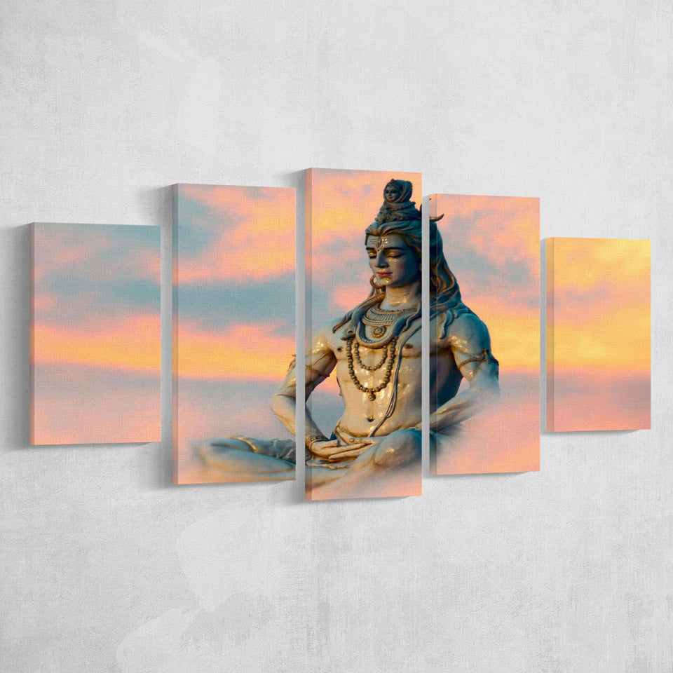 God Shiva Canvas, Hindu Gods, Multi Panels, 5 Pieces, Canvas Prints Wall Art Home Decor
