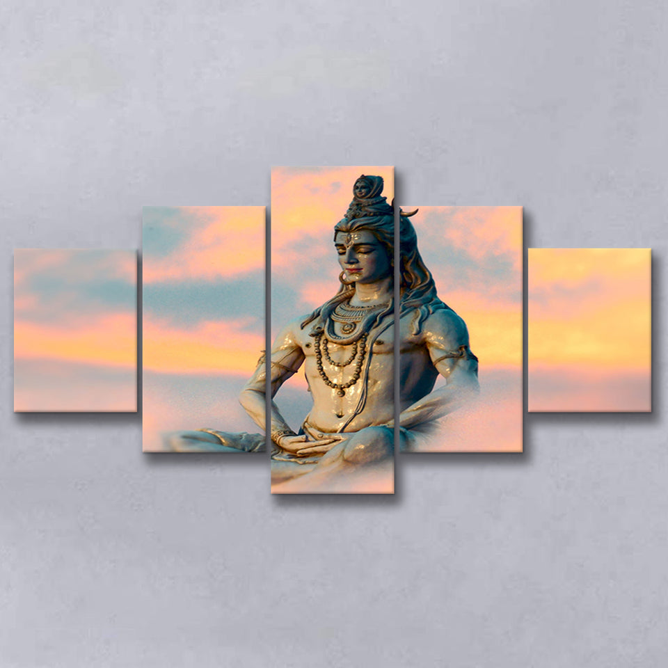 God Shiva Canvas, Hindu Gods, Multi Panels, 5 Pieces, Canvas Prints Wall Art Home Decor
