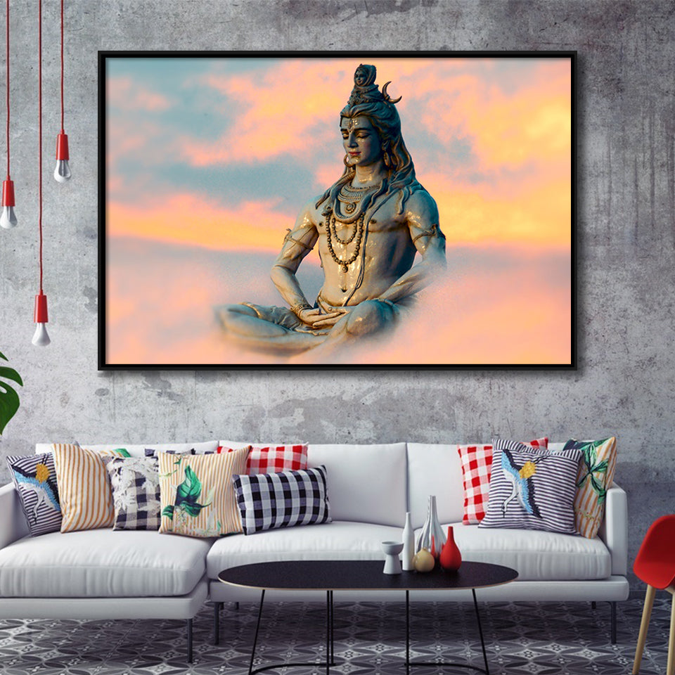 God Shiva Canvas, Hindu Gods, Framed Canvas Prints Wall Art Home Decor,Floating Frame, Ready to Hang