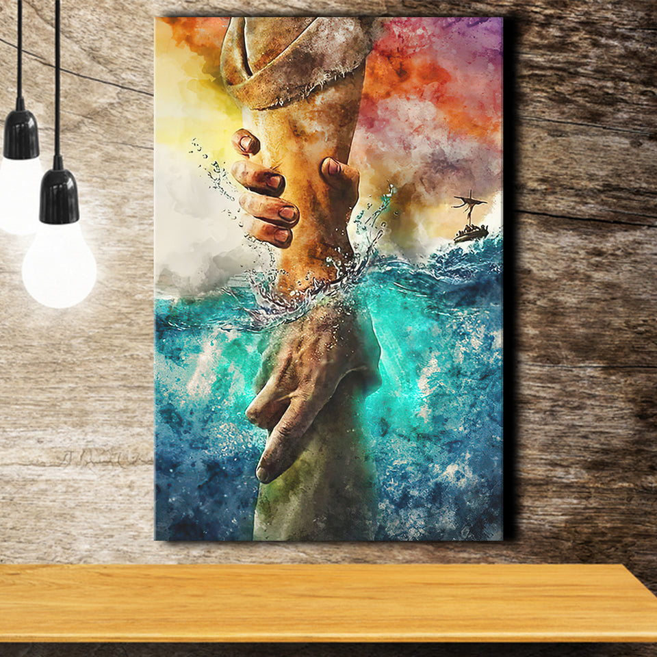 Gods Hand Watercolour Christian Helping Hand Canvas Prints Wall Art - Painting Canvas, Home Wall Decor, For Sale, Painting Prints