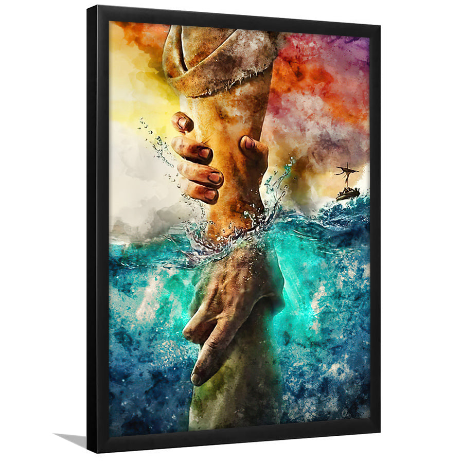Gods Hand Watercolour Christian Helping Hand Framed Art Prints Wall Decor - Painting Prints, Home Decor, For Sale, Framed Picture