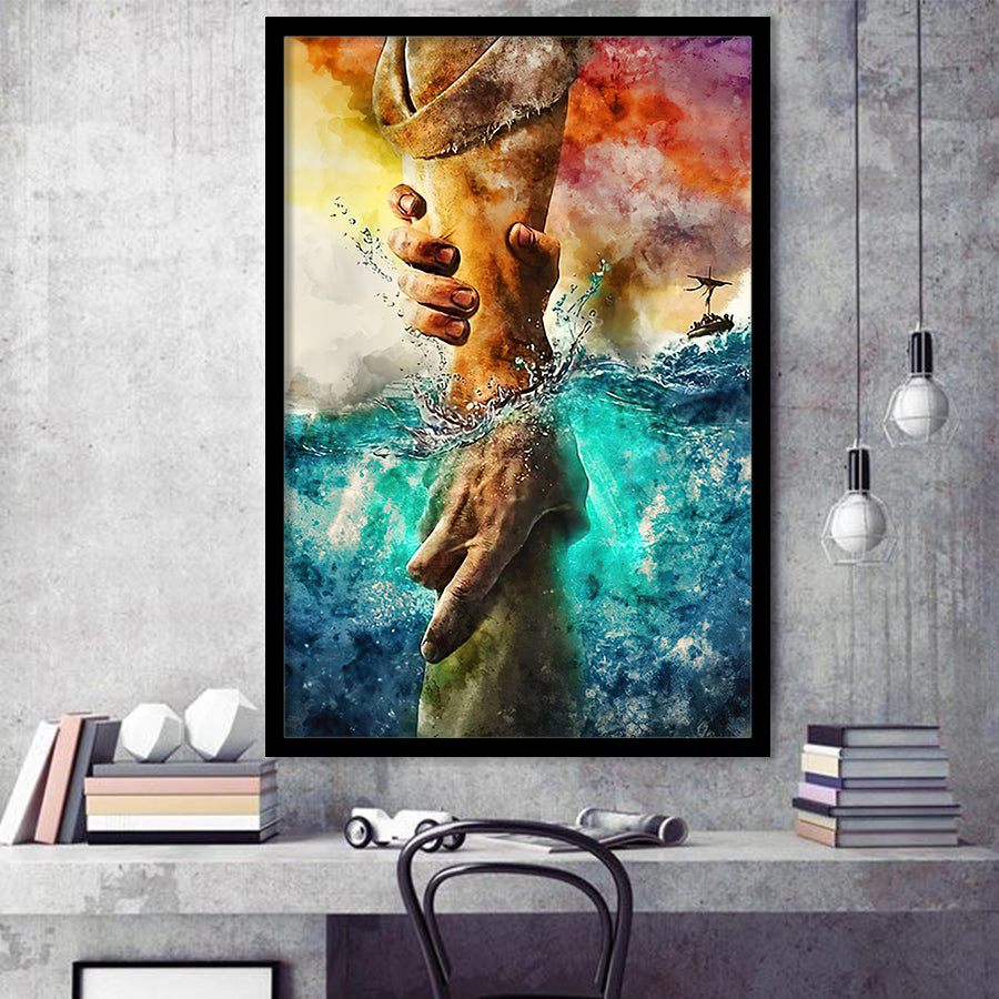 Gods Hand Watercolour Christian Helping Hand Framed Art Prints Wall Decor - Painting Prints, Home Decor, For Sale, Framed Picture