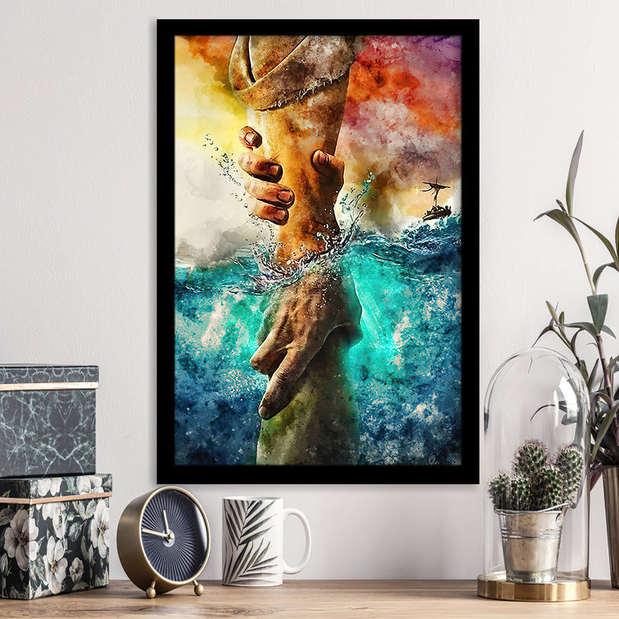 Gods Hand Watercolour Christian Helping Hand Framed Art Prints Wall Decor - Painting Prints, Home Decor, For Sale, Framed Picture