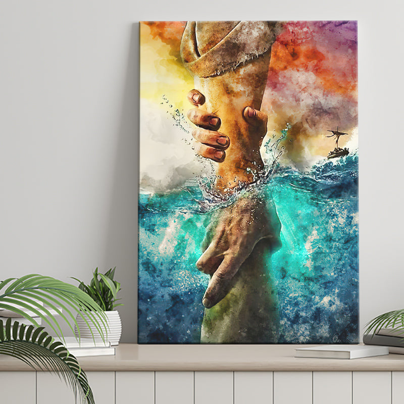 Gods Hand Watercolour Christian Helping Hand Canvas Prints Wall Art - Painting Canvas, Home Wall Decor, For Sale, Painting Prints