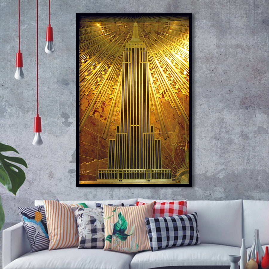 Gold Empire State Building Framed Art Prints Wall Decor - Painting Prints, Home Decor, For Sale, Framed Picture