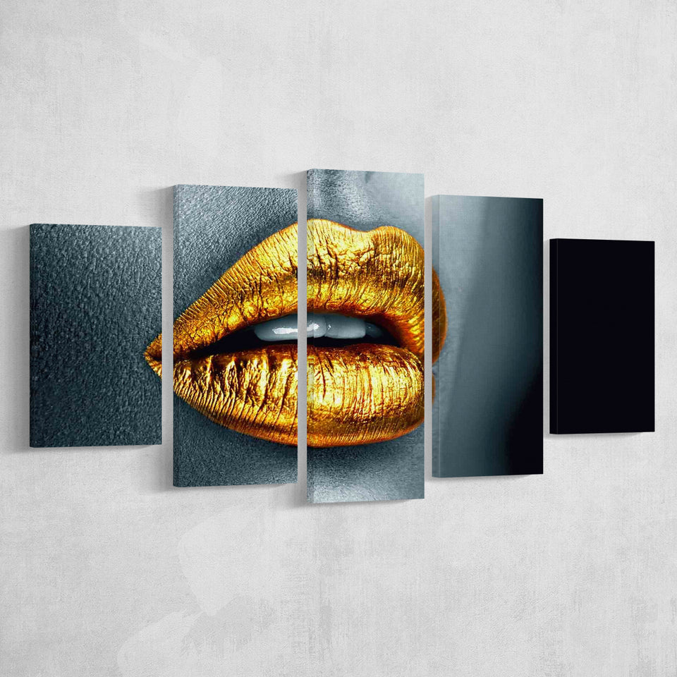 Gold Lipstick, Multi Panels, 5 Pieces, Canvas Prints Wall Art Home Decor