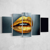 Gold Lipstick, Multi Panels, 5 Pieces, Canvas Prints Wall Art Home Decor