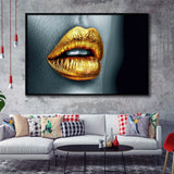 Gold Lipstick, Framed Canvas Prints Wall Art Home Decor,Floating Frame, Ready to Hang