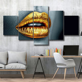 Gold Lipstick, Multi Panels, 5 Pieces, Canvas Prints Wall Art Home Decor